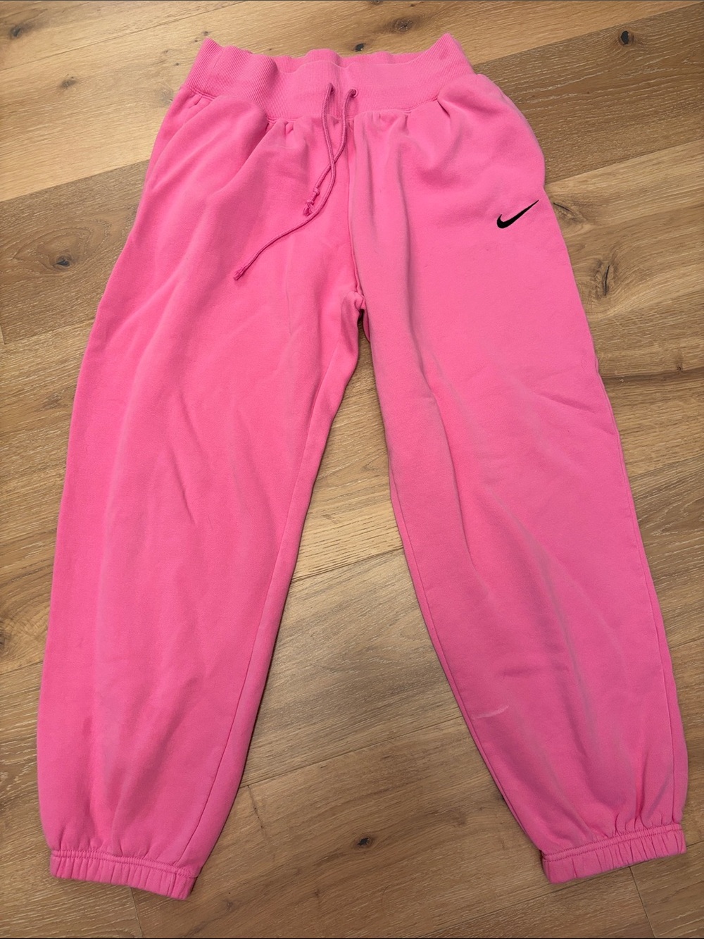 Nike Phoenix Pink Fleece Joggers with Black Swoosh